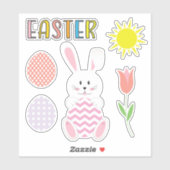 Sticker Bunny de Pâques de printemps pour enfants Ensemble (Feuille)