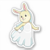 Sticker Bunny en mariée avec voile (Devant)