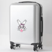 Sticker Bunny Face Leopard Glasses Bubble Gum Easter Day G (Sur valise)