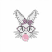 Sticker Bunny Face Leopard Glasses Bubble Gum Easter Day G (Devant)