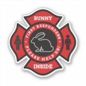 Sticker Bunny Inside Pet Alert for Fire Department (Devant)