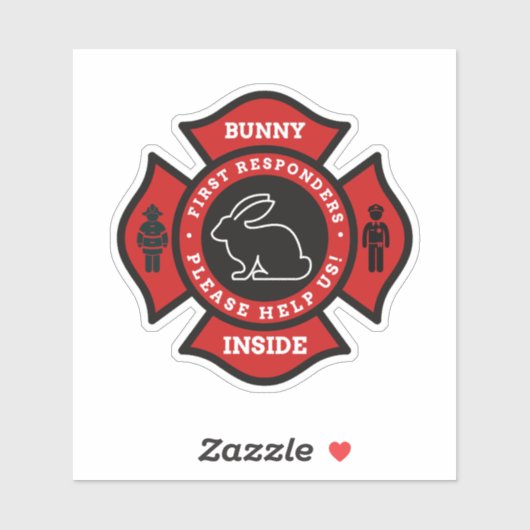 Sticker Bunny Inside Pet Alert for Fire Department (Feuille)