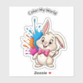 Sticker Bunny Peintre - "Color My World" (Feuille)