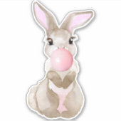 Sticker Bunny Rabbit soufflant bulle gomme mignonne (Devant)