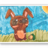 Sticker Bunny Spring - Brown (Recto)