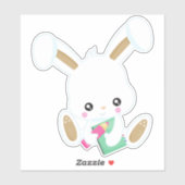Sticker Bunny Va À L'École, Mignonne Lapin, Livres, Crayon (Feuille)