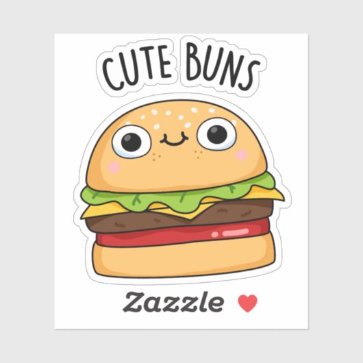 Sticker Buns mignons Funny Burger Pun (Feuille)