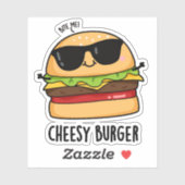 Sticker Burger au fromage Puns de nourriture amusant (Feuille)