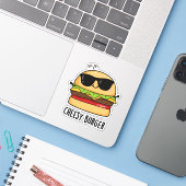 Sticker Burger au fromage Puns de nourriture amusant (Ordinateur portable avec iPhone)
