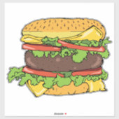 Sticker Burger gourmand américain classique (Feuille)