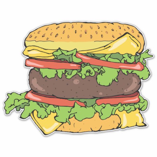 Sticker Burger gourmand américain classique (Devant)