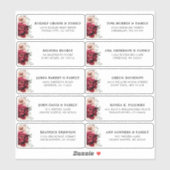 Sticker Burgundy Ivory Blush Floral Mariage Adresse d'hôte (Feuille)