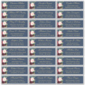 Sticker Burgundy Navy Blue Floral Mariage Adresse d'invité (Devant)