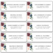 Sticker Burgundy Navy Blush Floral Mariage Adresse d'invit (Devant)