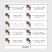 Sticker Burgundy Navy Blush Floral Mariage Adresse d'invit (Feuille)