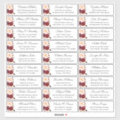 Sticker Burgundy Red Floral Mariage Adresse d'hôte (Feuille)