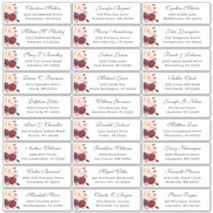 Sticker Burgundy Red Floral Mariage Adresse d'hôte