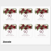 Sticker Burgundy Red White Rose 90e Anniversaire (Feuille)