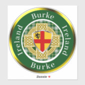 Sticker Burke Irish Shield & Celtic Cross Personnalisé (Feuille)