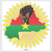 Sticker Burkina Faso Carte, drapeau et première révolution (Feuille)