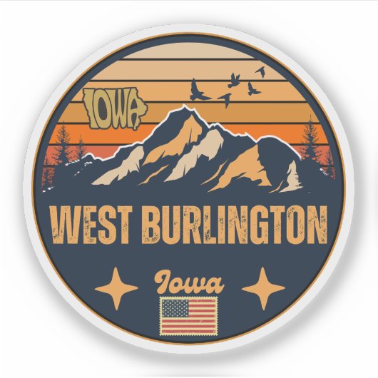 Sticker Burlington Ouest, Iowa (Devant)