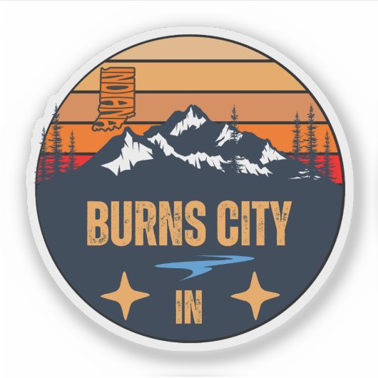 Sticker Burns City, Indiana (Devant)