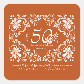 Sticker Burnt Orange Shabby Chic 50e Anniversaire
