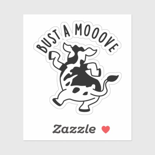 Sticker Bust A Moooh Funny Cow Pun (Feuille)