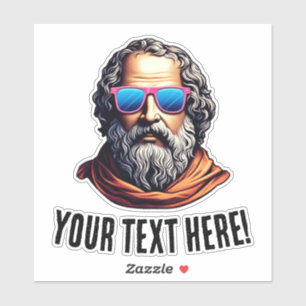 Sticker Buste de philosophe rétro - Texte personnalisé