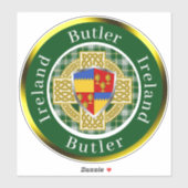 Sticker Butler Irish Shield & Celtic Cross Personnalisé (Feuille)