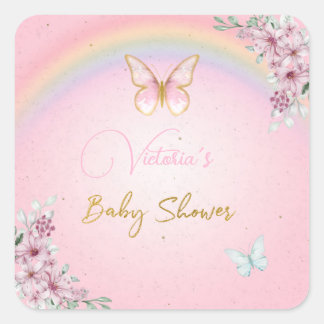 Sticker Butterflies, Rainbow, Pink Gold
