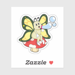 Sticker Butterfly with Soap bubbles