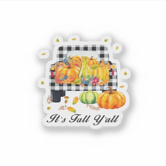 Sticker C’est automne Y’all Automne Citrouille Plaid (Devant)