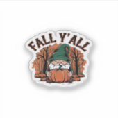 Sticker C’est automne Y’all Citrouille Gnome Automne Retro (Devant)