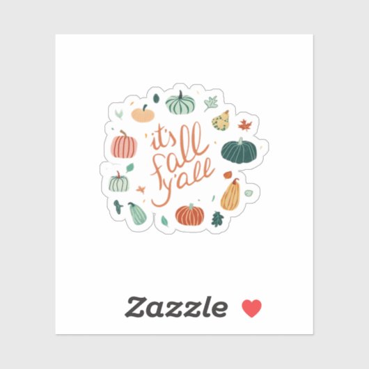 Sticker C’est l’automne Y’all. Tomber Avec Citrouilles Et (Feuille)