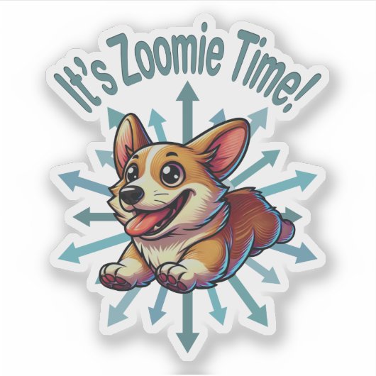 Sticker C’est Zoomie Time Corgi (Devant)