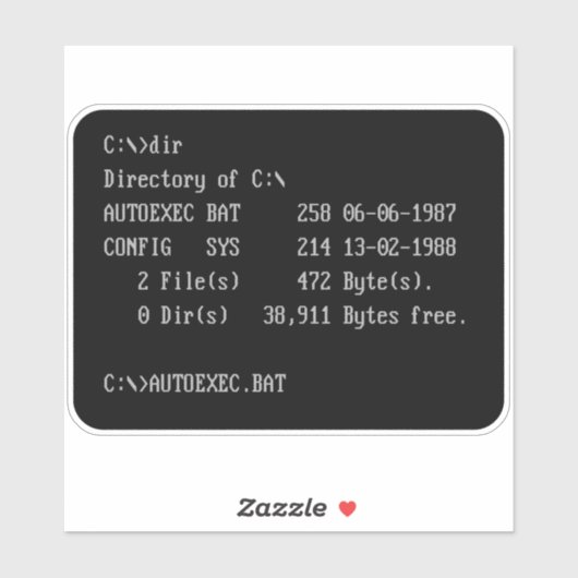 Sticker C:\> Ligne de commande d'invite DOS (Feuille)