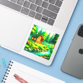 Sticker Cabine (Ordinateur portable avec iPhone)