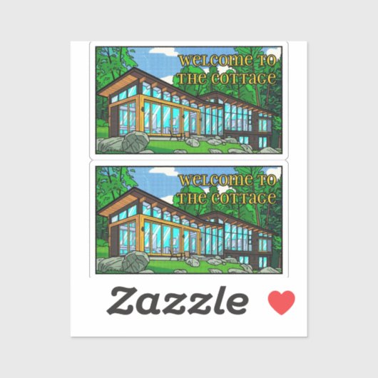 Sticker Cabine de forêt d'art pop moderne de milieu de siè (Feuille)