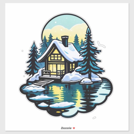 Sticker Cabine enneigée cosy (Feuille)