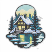 Sticker Cabine enneigée cosy (Devant)