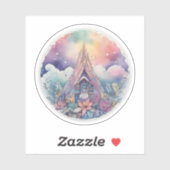Sticker Cabine floral enchanté sous ciel étoilé (Feuille)