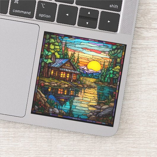 Sticker Cabine, Lac, Décal coucher de soleil (Détail)