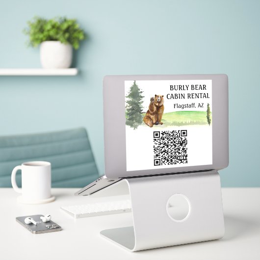Sticker Cabine Vacances Home Location courte durée Code QR (Ordinateur portable sur le bureau)