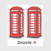 Sticker Cabines téléphoniques britanniques rouges (Feuille)