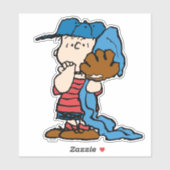 Sticker cacahuètes | Linus Dans Son Engin De Baseball (Feuille)