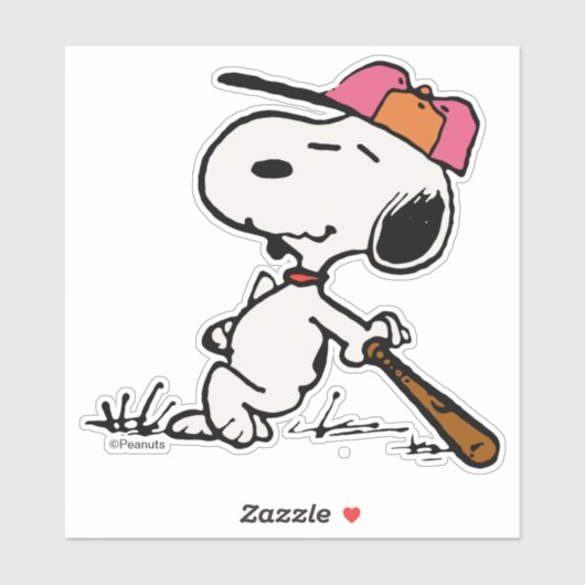 Sticker cacahuètes | Snoopy at Bat (Feuille)