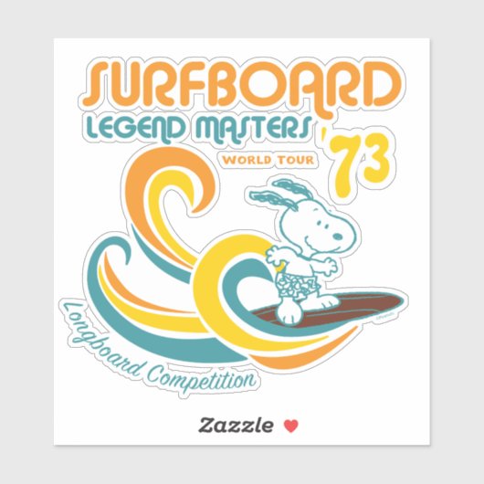 Sticker cacahuètes | Snoopy Surboard Longboard Competition (Feuille)