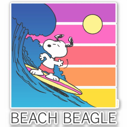 Sticker cacahuètes | Snoopy Surfing (Devant)
