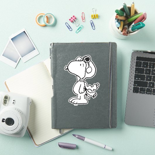 Sticker cacahuètes | Snoopy the Flying Ace BW (Couverture iPad)